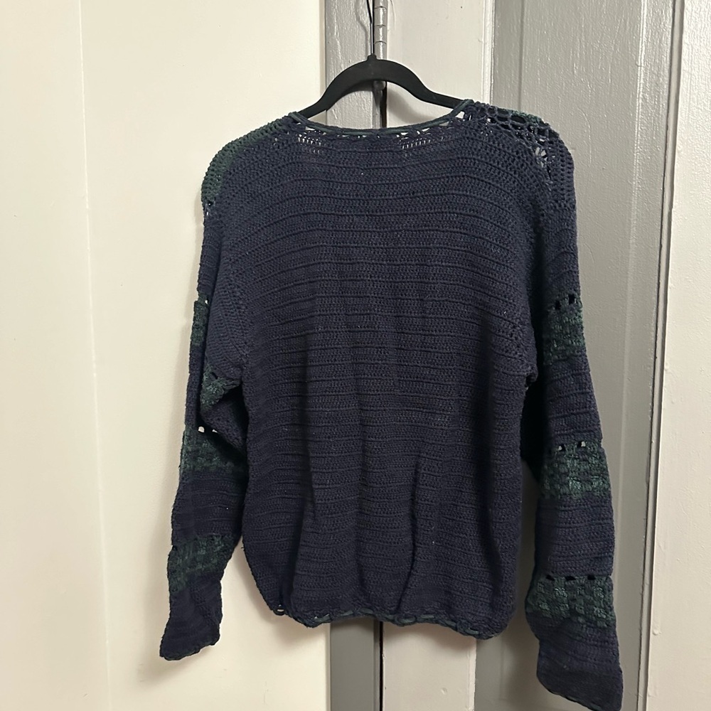 Christopher & Banks Dark Blue and Forest Green Knit Cardigan - Picture 3 of 4